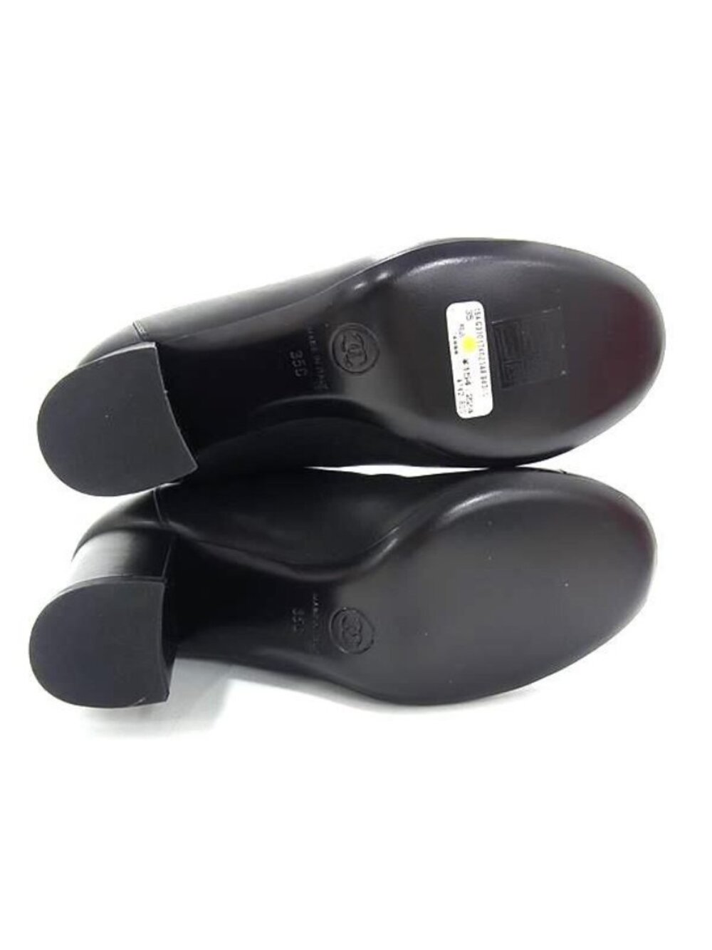 Chanel CC Logo Leather Long 35c Shoes Black - Picture 4 of 6